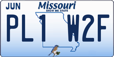 MO license plate PL1W2F