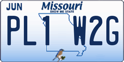 MO license plate PL1W2G