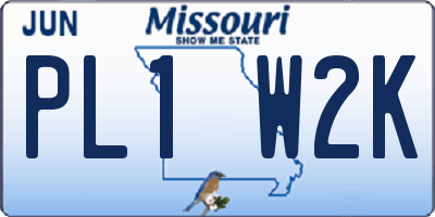 MO license plate PL1W2K