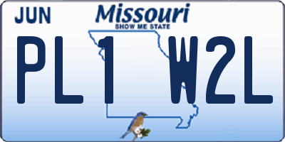 MO license plate PL1W2L