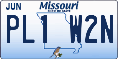 MO license plate PL1W2N