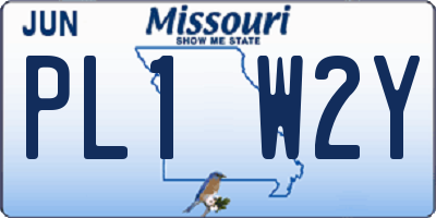 MO license plate PL1W2Y