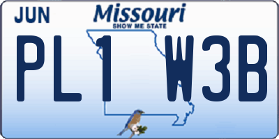 MO license plate PL1W3B