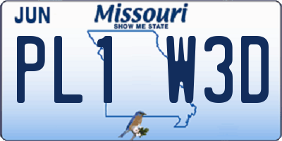 MO license plate PL1W3D
