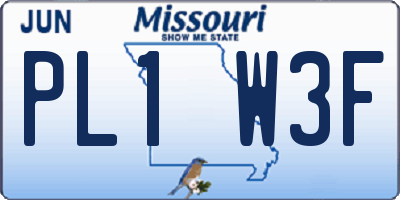 MO license plate PL1W3F