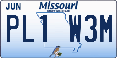 MO license plate PL1W3M