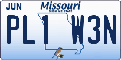 MO license plate PL1W3N