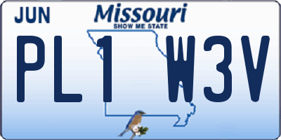 MO license plate PL1W3V