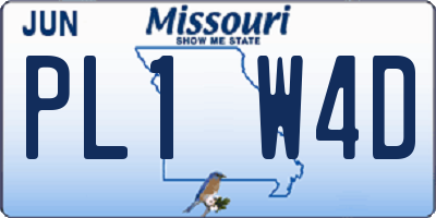 MO license plate PL1W4D