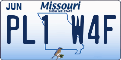 MO license plate PL1W4F