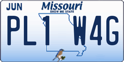 MO license plate PL1W4G