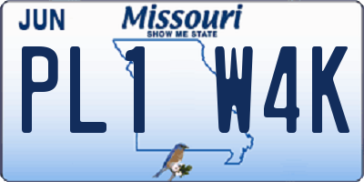 MO license plate PL1W4K