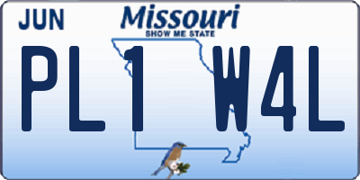 MO license plate PL1W4L