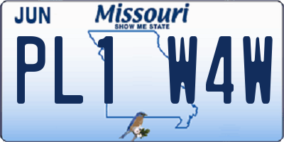 MO license plate PL1W4W