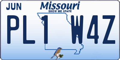 MO license plate PL1W4Z