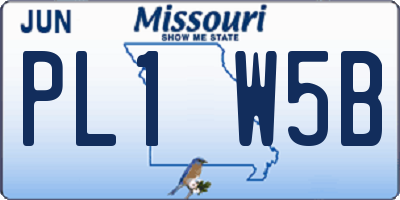 MO license plate PL1W5B