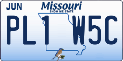 MO license plate PL1W5C