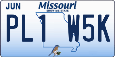 MO license plate PL1W5K