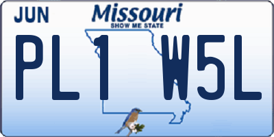 MO license plate PL1W5L