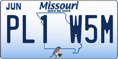 MO license plate PL1W5M