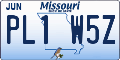 MO license plate PL1W5Z