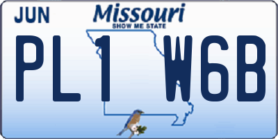 MO license plate PL1W6B
