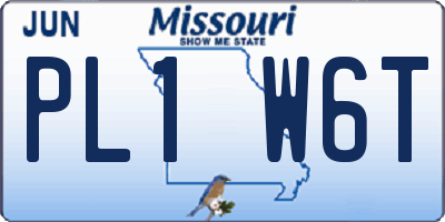 MO license plate PL1W6T