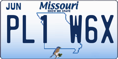MO license plate PL1W6X