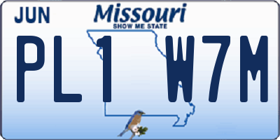 MO license plate PL1W7M