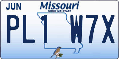 MO license plate PL1W7X