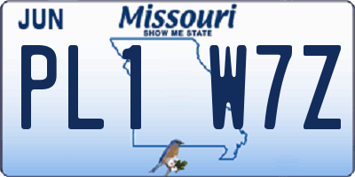 MO license plate PL1W7Z