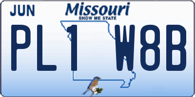 MO license plate PL1W8B
