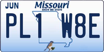 MO license plate PL1W8E