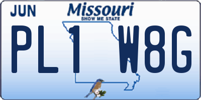 MO license plate PL1W8G