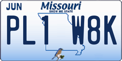 MO license plate PL1W8K
