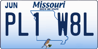 MO license plate PL1W8L