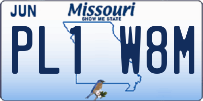 MO license plate PL1W8M