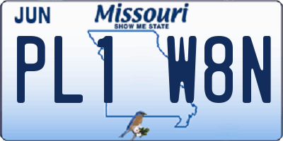 MO license plate PL1W8N