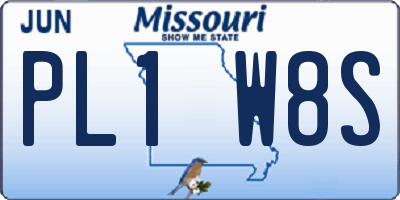 MO license plate PL1W8S