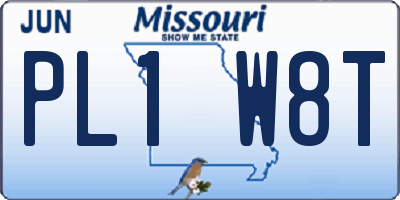 MO license plate PL1W8T