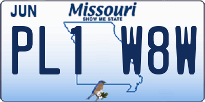 MO license plate PL1W8W