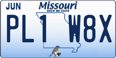 MO license plate PL1W8X