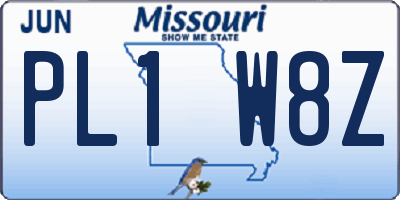 MO license plate PL1W8Z