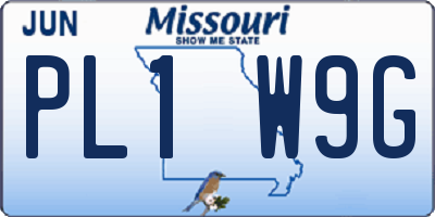 MO license plate PL1W9G