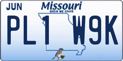 MO license plate PL1W9K