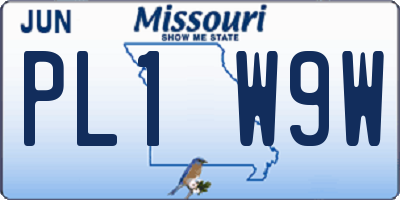MO license plate PL1W9W