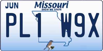 MO license plate PL1W9X