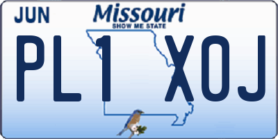 MO license plate PL1X0J