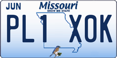 MO license plate PL1X0K