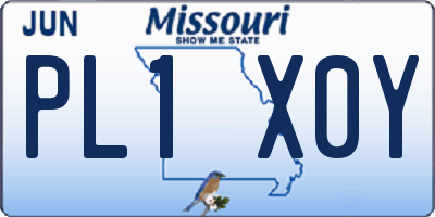 MO license plate PL1X0Y